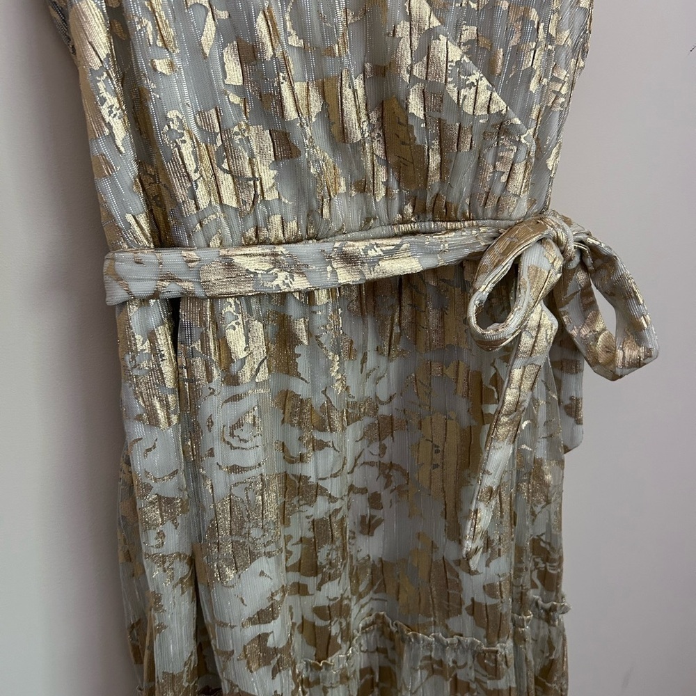 Draper James Sleeveless Tiered Gold Dress Size Large - Picture 4 of 8